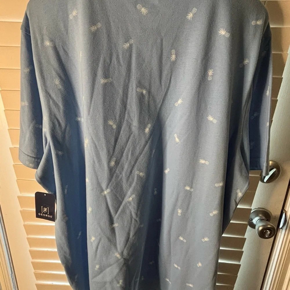 George Men's light Blue Polo Shirt with pineapple printed - Picture 6 of 7